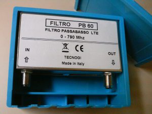 PB 60 Filtro LTE Attenuazione: 800 Mhz -18dB 810 Mhz -35dB 820 Mhz -50dB